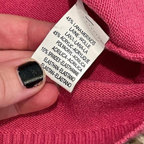 Just woman v neck hot pink barbie core merino wool sweater - Picture 6 of 7